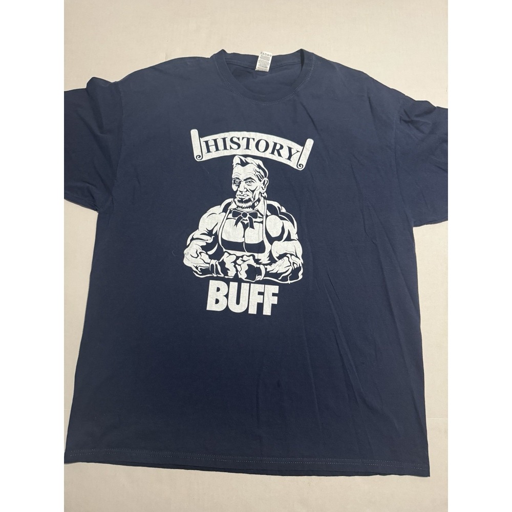 Friut of the Loom 'History Buff' Abe Lincoln Funny Tee, Blue XL T-shirt‎ #1006